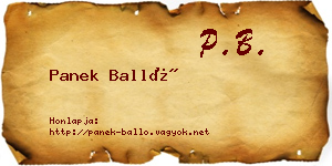 Panek Balló névjegykártya